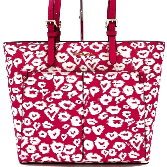 Michael Kors Jet Set Medium Pocket Tote Bag Electric Pink Multi - Picture 1 of 11